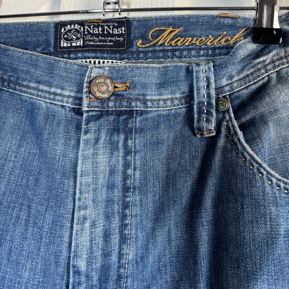 Nat Nast Jeans Mens 38x34 Blue Maverick Straight Medium Wash Faded Luxury Denim - Picture 4 of 11